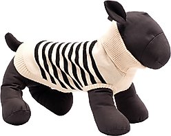 The Worthy Dog Stripe Turtleneck Dog Sweater, Cream/Black, Medium slide 2 of 3