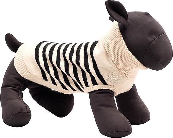 Show full view: The Worthy Dog Stripe Turtleneck Dog Sweater, Cream/Black, Medium slide 2 of 3