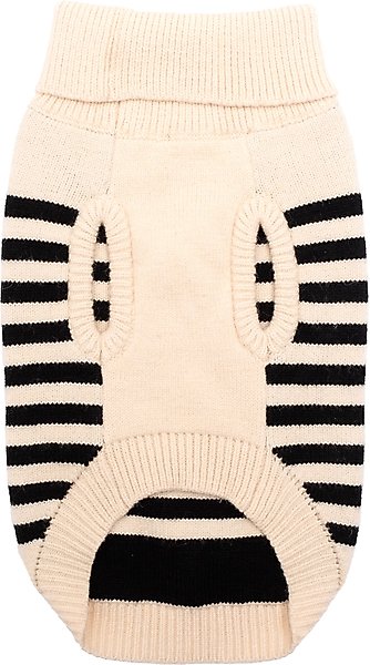 Show full view: The Worthy Dog Stripe Turtleneck Dog Sweater, Cream/Black, Medium slide 3 of 3