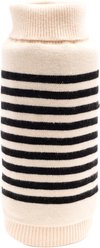 The Worthy Dog Stripe Turtleneck Dog Sweater, Cream/Black, XX-Large