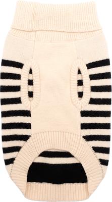 Show full view: The Worthy Dog Stripe Turtleneck Dog Sweater, Cream/Black, XX-Large slide 3 of 4
