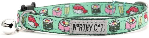 Show full view: The Worthy Dog Sushi Cat Collar, One Size: 9 to 11-in neck, 1/2-in wide, Mint Green slide 1 of 3