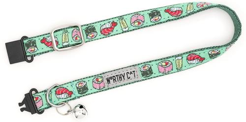 Show full view: The Worthy Dog Sushi Cat Collar, One Size: 9 to 11-in neck, 1/2-in wide, Mint Green slide 3 of 3