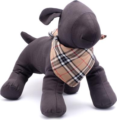 Show full view: The Worthy Dog Tan Plaid Dog Bandana, Tan, Large slide 2 of 4