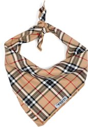 The Worthy Dog Tan Plaid Dog Bandana, Tan, Small