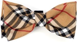 The Worthy Dog Tan Plaid Dog Bow Tie, Tan, Large