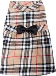 The Worthy Dog Tan Plaid Dog Dress, Tan, Medium