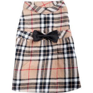 The Worthy Dog Tan Plaid Dog Dress, Tan, Small