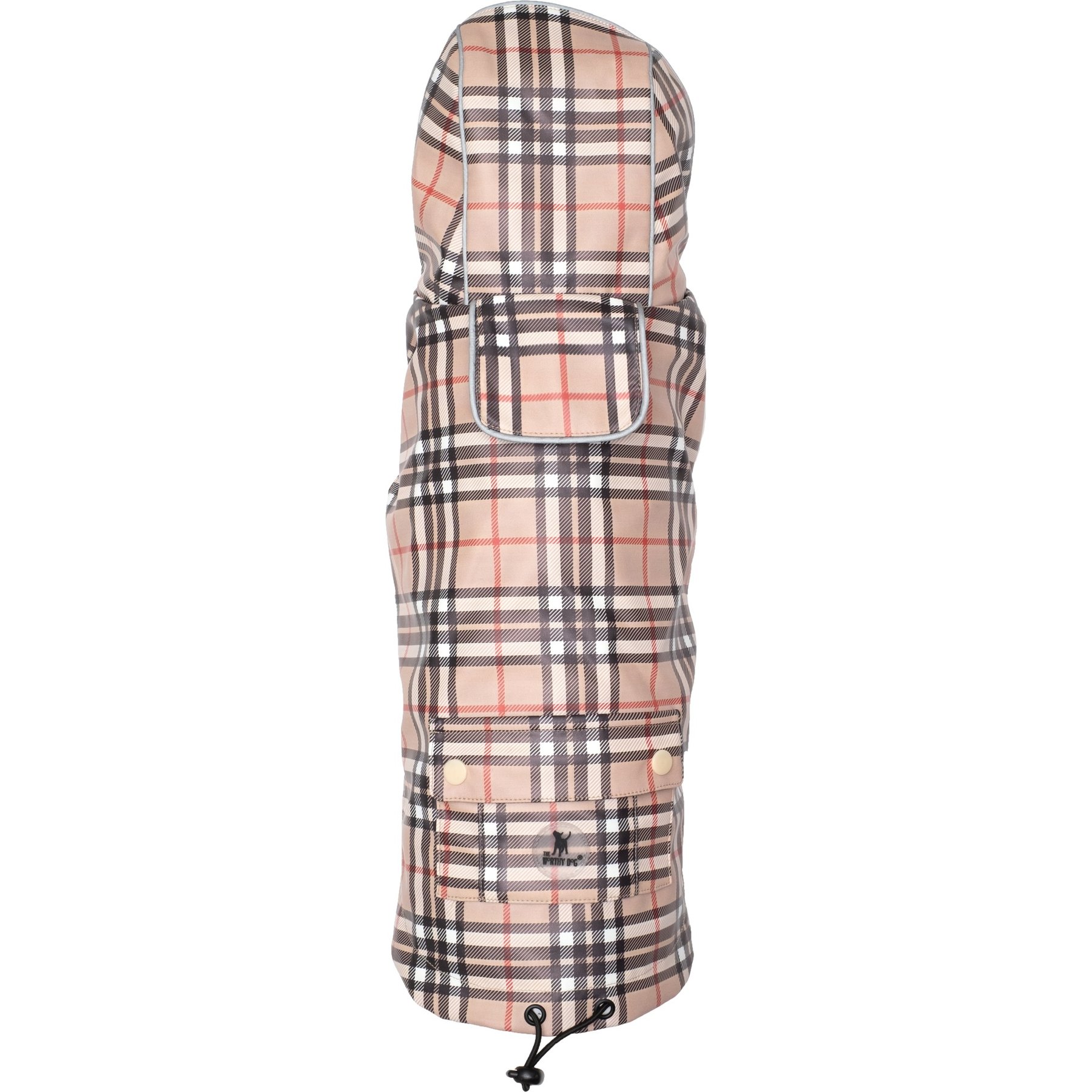 The Worthy Dog Tan Plaid London Dog Raincoat, Tan, Medium