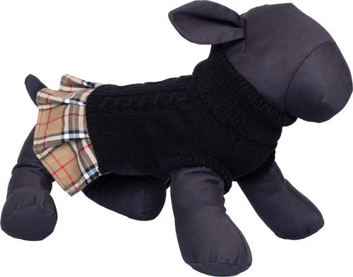 Show full view: The Worthy Dog Turtleneck Dog Sweater Dress, Black/Beige, Large slide 2 of 4