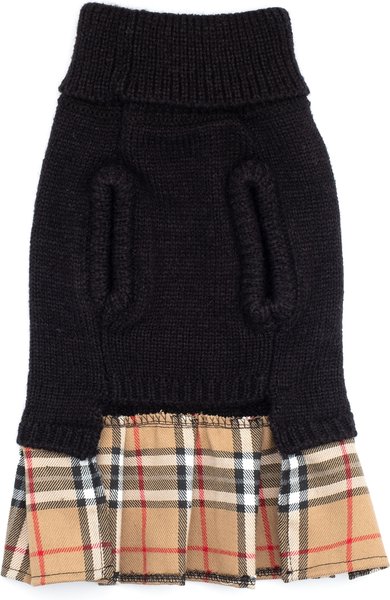 Show full view: The Worthy Dog Turtleneck Dog Sweater Dress, Black/Beige, XX-Small slide 3 of 4