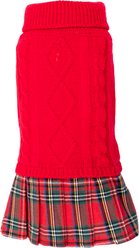 The Worthy Dog Turtleneck Dog Sweater Dress, Red/Green, Large