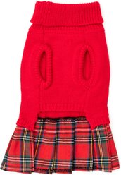 The Worthy Dog Turtleneck Dog Sweater Dress, Red/Green, Medium slide 2 of 3