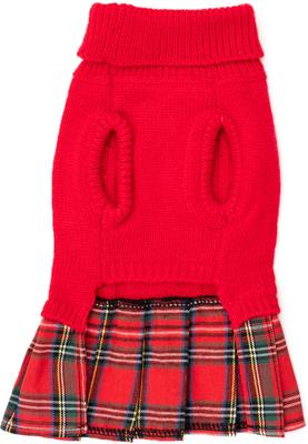 Show full view: The Worthy Dog Turtleneck Dog Sweater Dress, Red/Green, Small slide 4 of 5