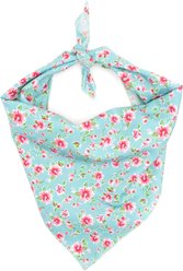 The Worthy Dog Watercolor Floral Dog Bandana, Teal, Large