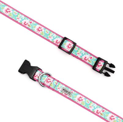 Show full view: The Worthy Dog Watercolor Floral Dog Collar, Teal, Large: 14 to 20-in neck, 1-in wide slide 3 of 5