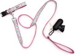 The Worthy Dog Watercolor Floral Dog Collar, Teal, Small: 8 to 14-in neck, 5/8-in wide slide 2 of 5