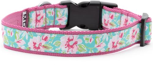Show full view: The Worthy Dog Watercolor Floral Dog Collar, Teal, Small: 8 to 14-in neck, 5/8-in wide slide 5 of 6