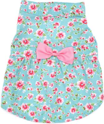 Show full view: The Worthy Dog Watercolor Floral Dog Dress, Teal, Medium slide 1 of 3