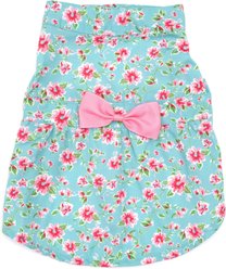 The Worthy Dog Watercolor Floral Dog Dress, Teal, X-Small