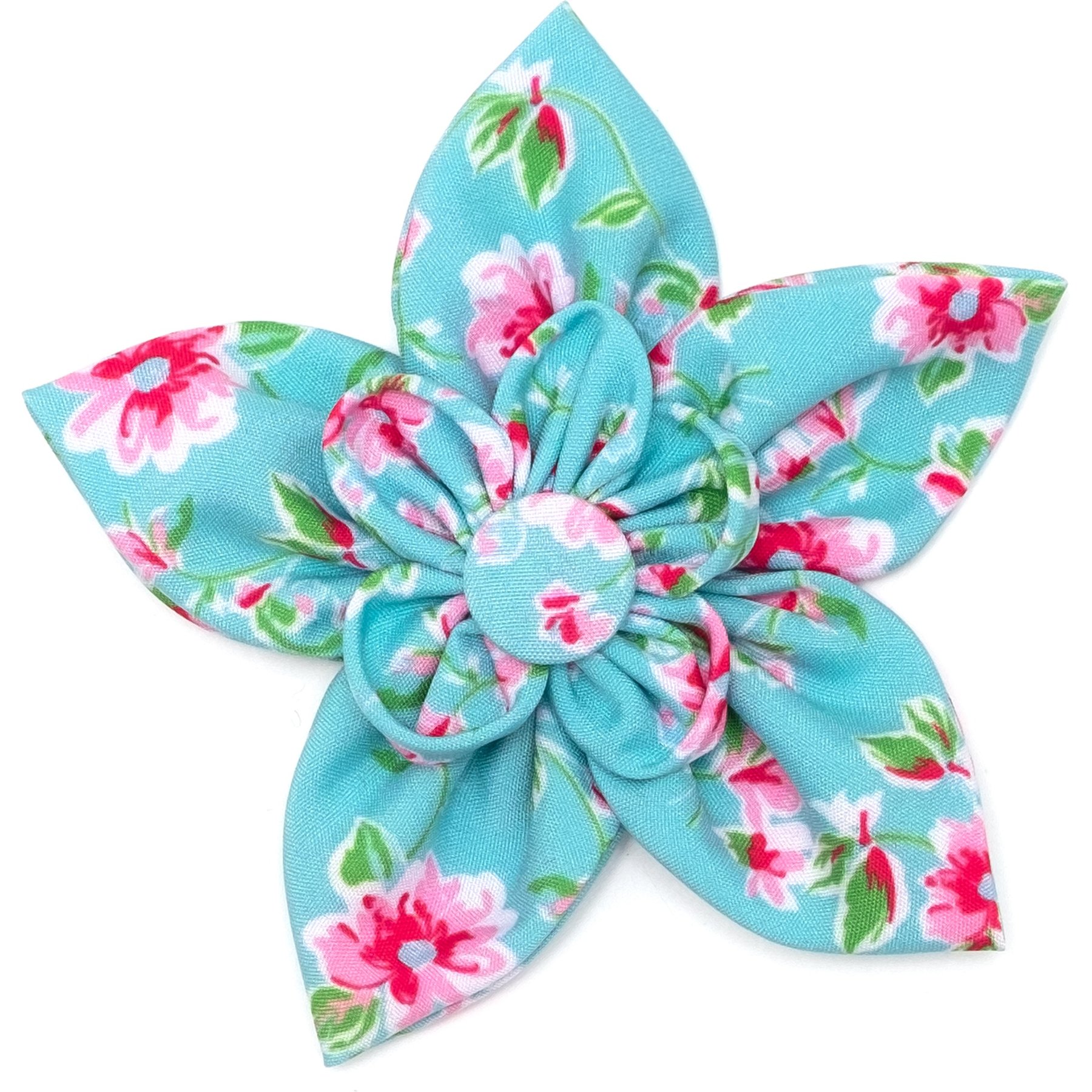 The Worthy Dog Watercolor Floral Flower Dog & Cat Collar Accessory, Teal, Large