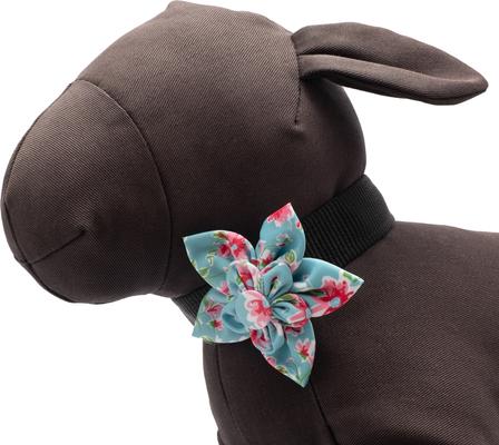 Show full view: The Worthy Dog Watercolor Floral Flower Dog & Cat Collar Accessory, Teal, Large slide 2 of 3