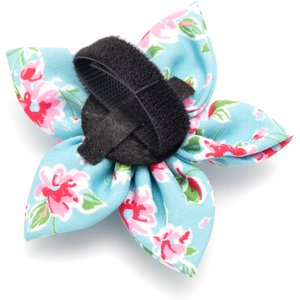 The Worthy Dog Watercolor Floral Flower Dog & Cat Collar Accessory, Teal, Small