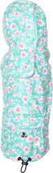 The Worthy Dog Watercolor Floral London Dog Raincoat, Teal, Small
