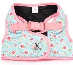 The Worthy Dog Watercolor Floral Sidekick Dog Harness, Teal, Medium: 18 to 21-in chest