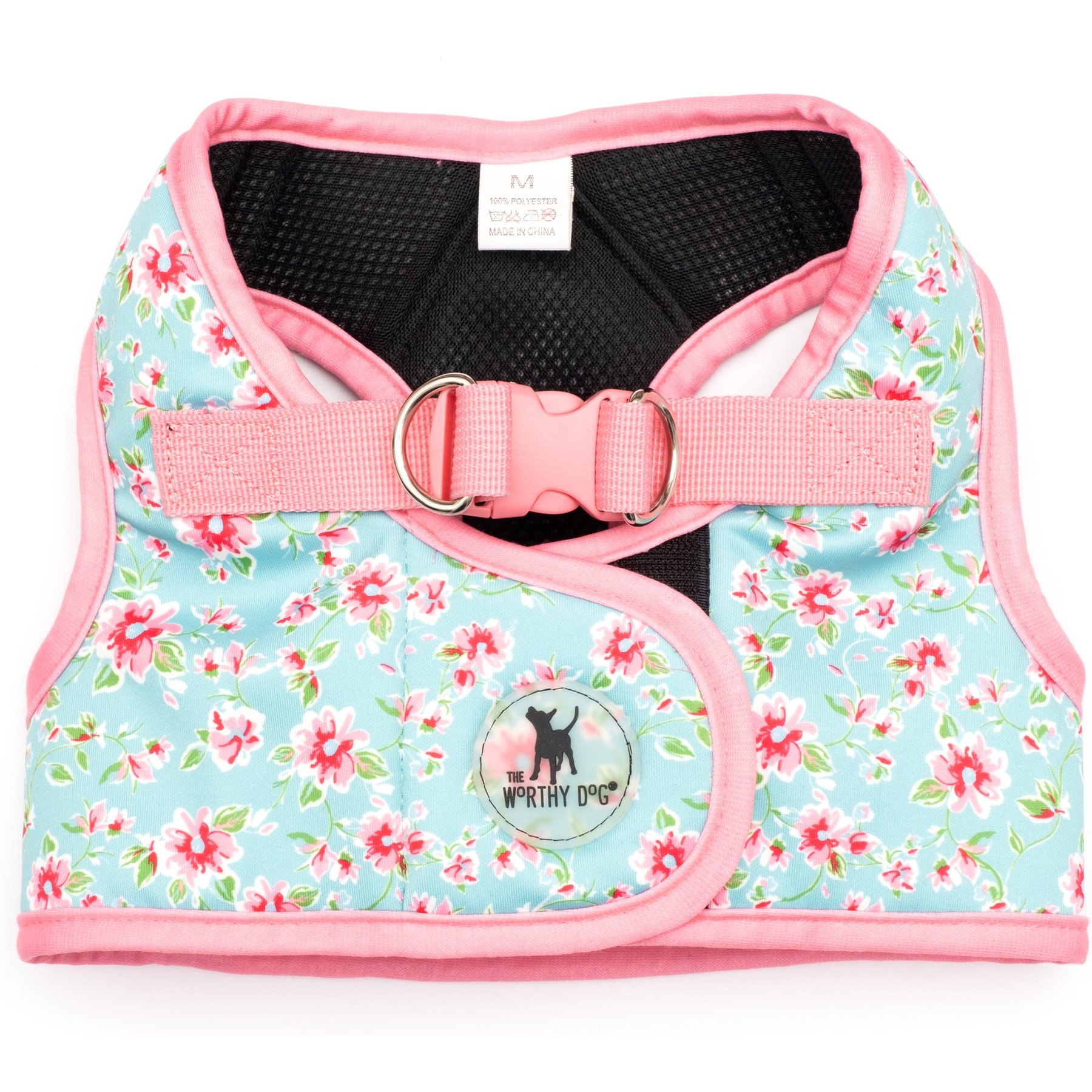 The Worthy Dog Watercolor Floral Sidekick Dog Harness, Teal, Small: 15 to 18-in chest