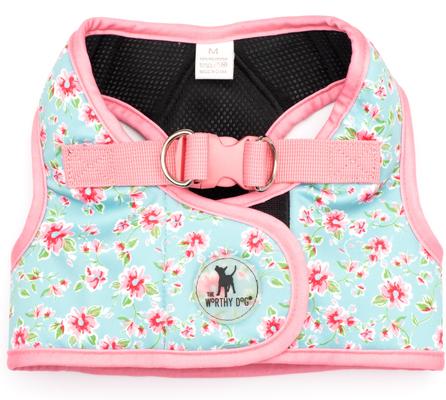 Show full view: The Worthy Dog Watercolor Floral Sidekick Dog Harness, Teal, X-Large: 24 to 75-in chest slide 1 of 4
