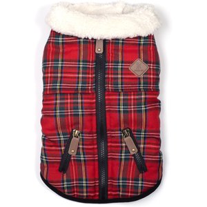 The Worthy Dog Windsor Tartan Jacket Dog Coat, Red, Small