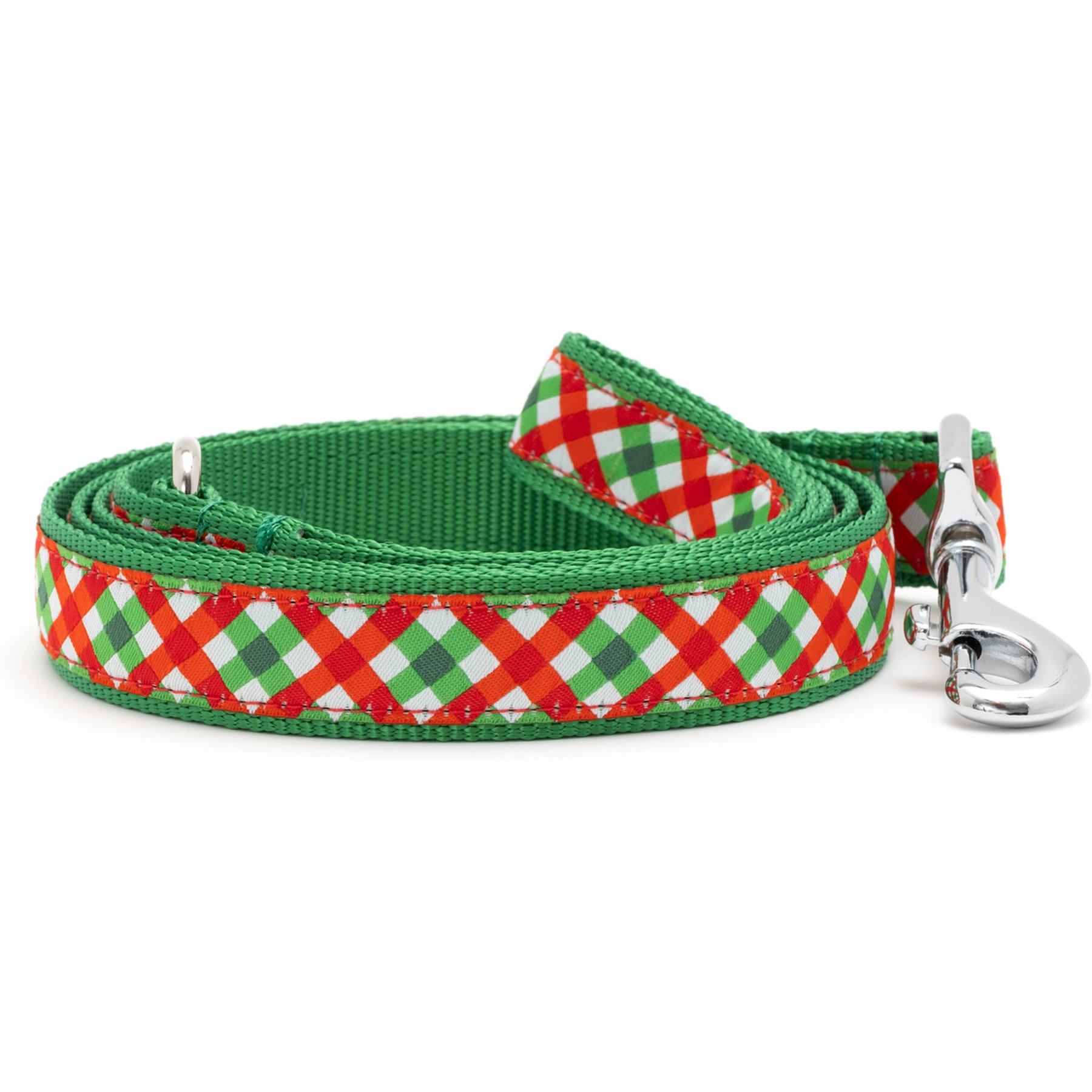 The Worthy Dog Yuletide Check Lead Standard Dog Leash, Red/Green, Large: 5-ft long, 1-in wide