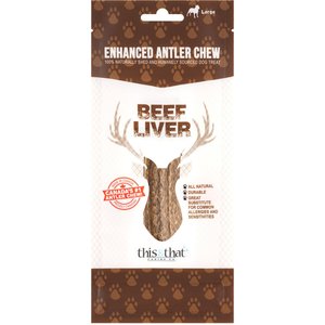 this and that Canine Company North Country Natural Shed Beef Liver Enhanced Split Elk Antler Chew Dog Treat, X-Large