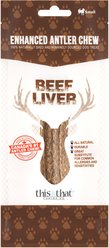 this and that Canine Company North Country Natural Shed Beef Liver Enhanced Split Elk Antler Chew Dog Treat, Small