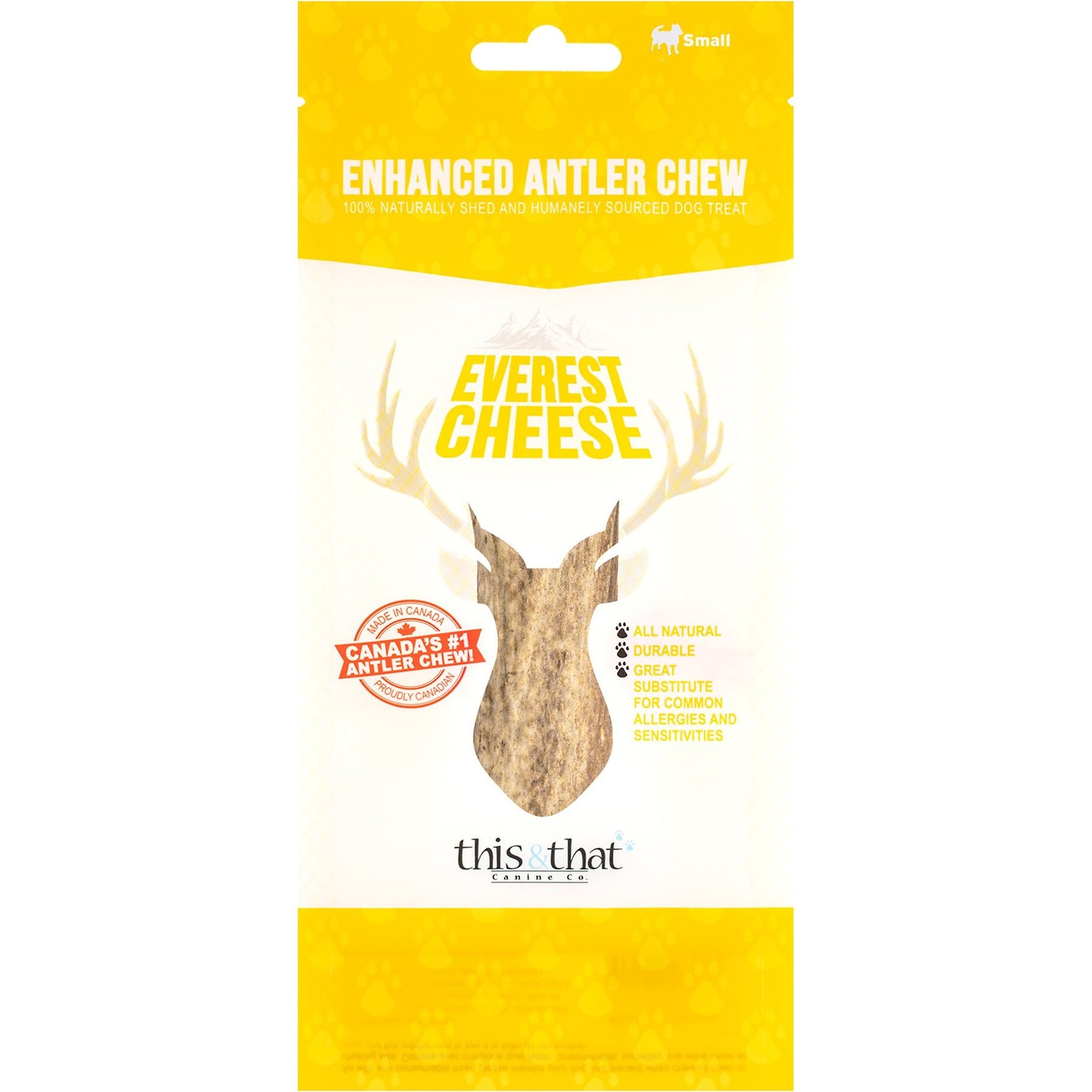 this and that Canine Company North Country Natural Shed Everest Cheese Enhanced Split Elk Antler Chew Dog Treat, Small