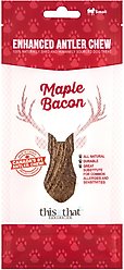 this and that Canine Company North Country Natural Shed Maple Bacon Enhanced Split Elk Antler Chew Dog Treat, Small