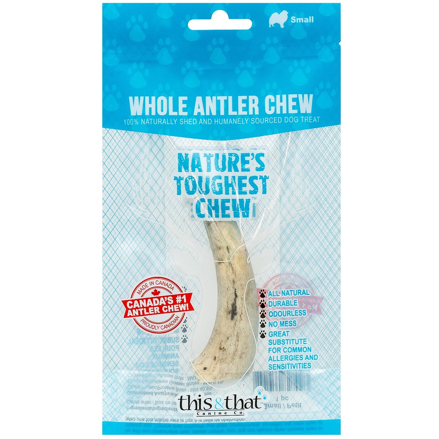 this and that Canine Company North Country Natural Shed Premium Whole Elk Antler Chew Dog Treat, Small