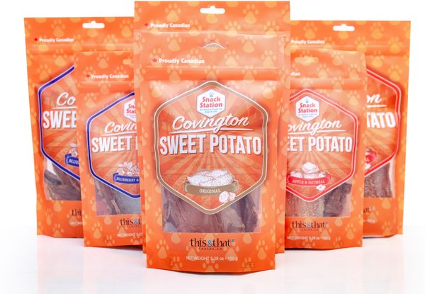 this and that Canine Company Snack Station Covington Sweet Potato with Bacon Limited Ingredient Natural Dehydrated Dog Treats
