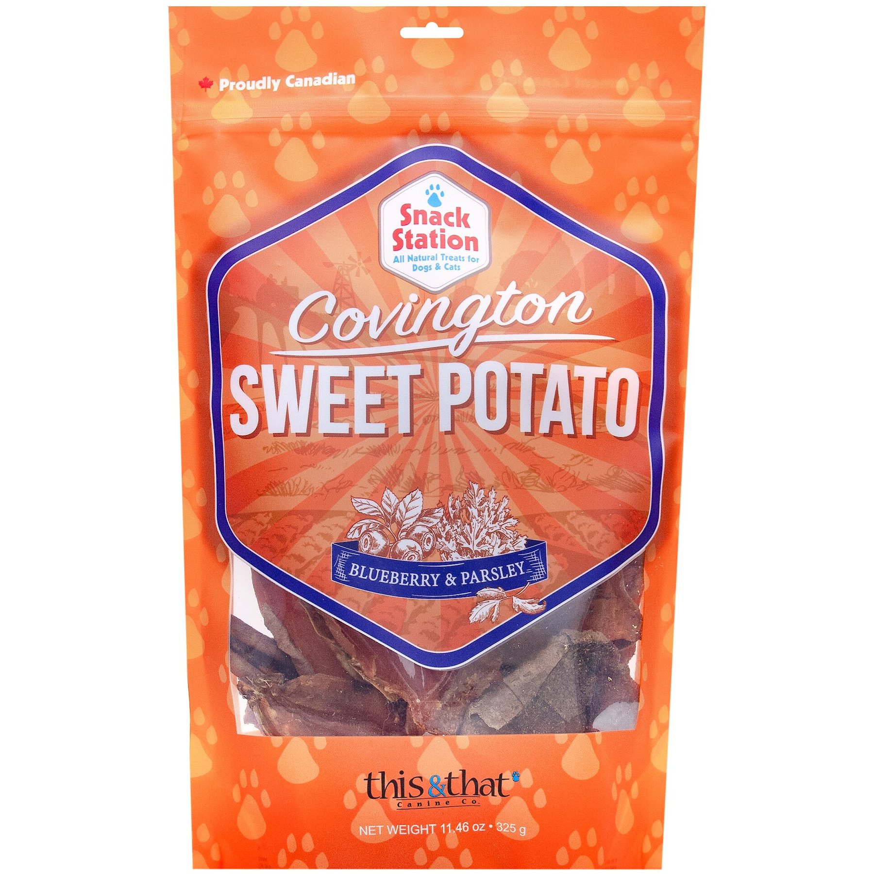 this and that Canine Company Snack Station Premium Covington Sweet Potato Blueberry & Parsley Dehydrated Dog Treats, 11.4-oz bag