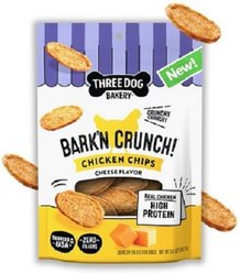 Three Dog Bakery Bark'N Crunch! Chicken Chips Cheese Flavor Dehydrated Dog Treats, 3.8-oz bag