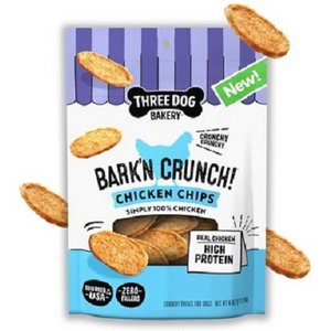 Three Dog Bakery Bark'N Crunch! Chicken Chips Dehydrated Dog Treats, 4-oz bag