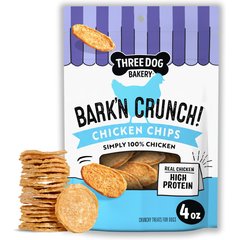 Three Dog Bakery Bark'n Crunch! Chicken Chips Dehydrated Dog Treats, 4-oz bag