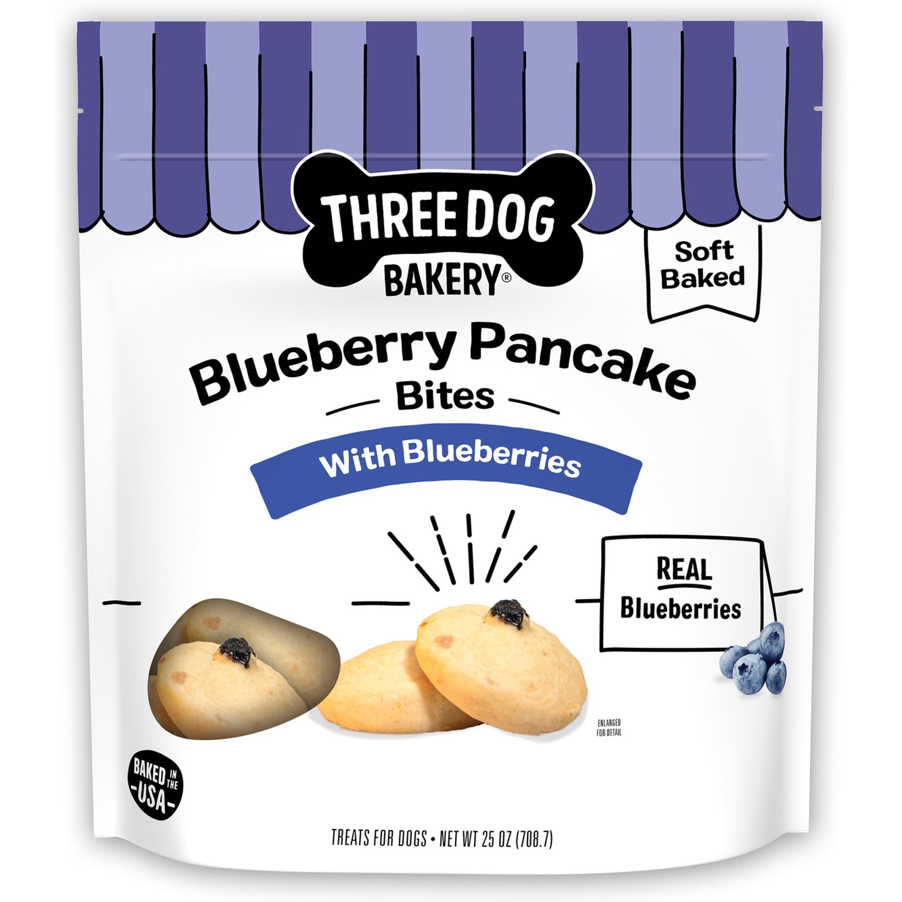 Three Dog Bakery Blueberry Pancake Soft Baked Dog Treats, 25-oz bag