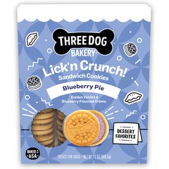 Three Dog Bakery Blueberry Pie Lick'n Crunch Cookie Dog Treats, 13-oz box