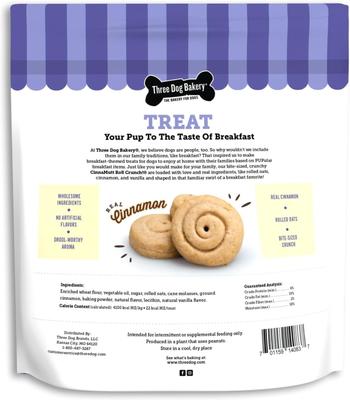 Show full view: Three Dog Bakery Cinnamutt Roll Crunch Dog Treats, 25-oz bag slide 3 of 11