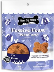 Three Dog Bakery Festive Feast Woofers Turkey Dog Treats, 5-oz bag
