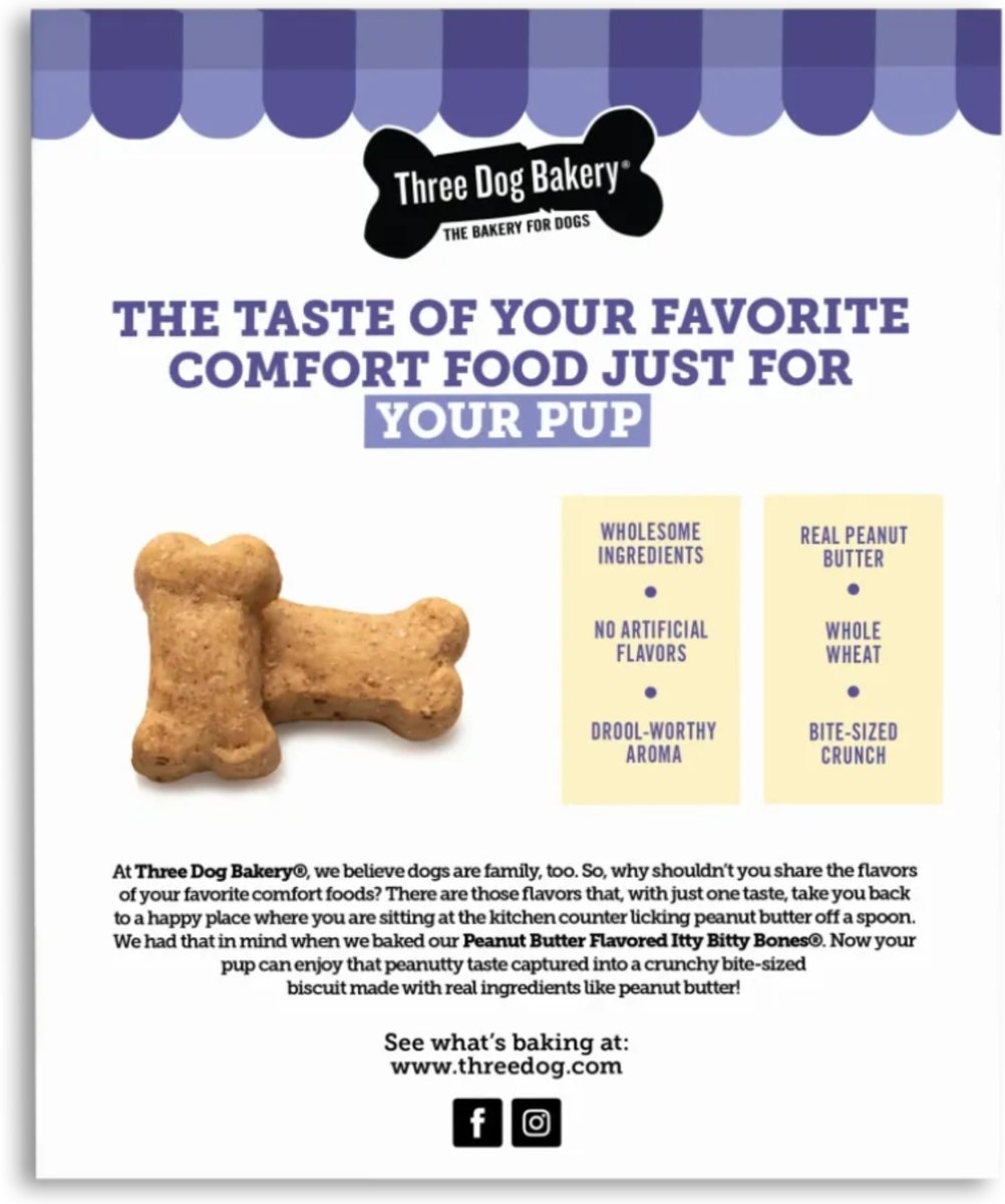 Three Dog Bakery Itty Bitty Bones Apples & Oats Dog Treats