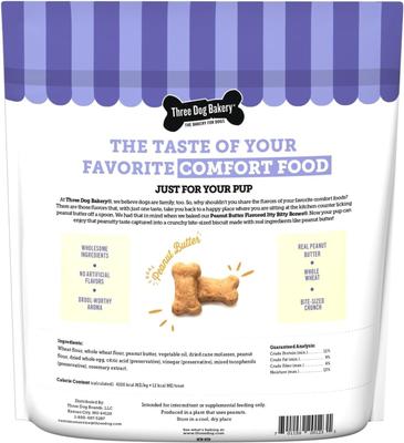 Show full view: Three Dog Bakery Itty Bitty Bones with Peanut Butter Crunchy Dog Treats, 32-oz bag slide 3 of 8