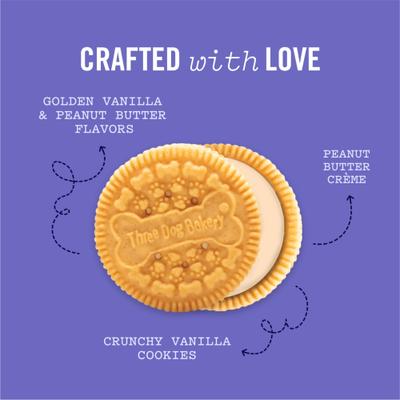 Show full view: Three Dog Bakery Lick'n Crunch Golden & Peanut Butter Sandwich Cookies Dog Treats, 13-oz box slide 4 of 9